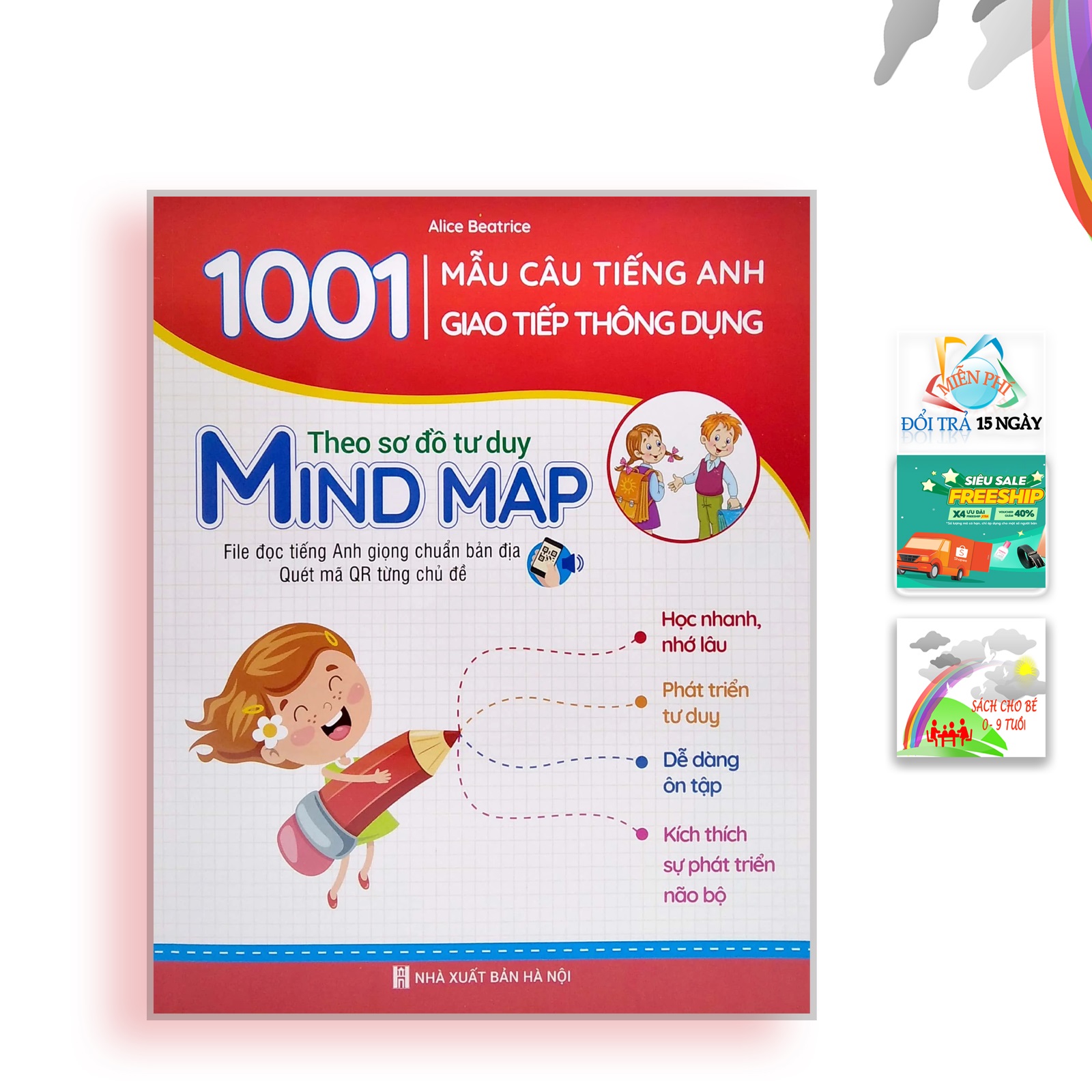 1001 Mẫu Câu Tiếng Anh Giao Tiếp Thông Dụng - Theo Sơ Đồ Tư Duy Mind Map (Dành Cho Trẻ Em) - Có File Đọc