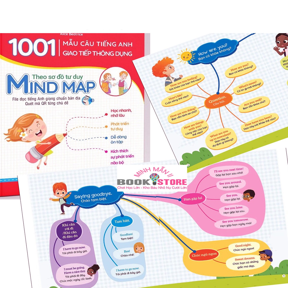 1001 Mẫu Câu Tiếng Anh Giao Tiếp Thông Dụng - Theo Sơ Đồ Tư Duy Mind Map (Dành Cho Trẻ Em) - Có File Đọc