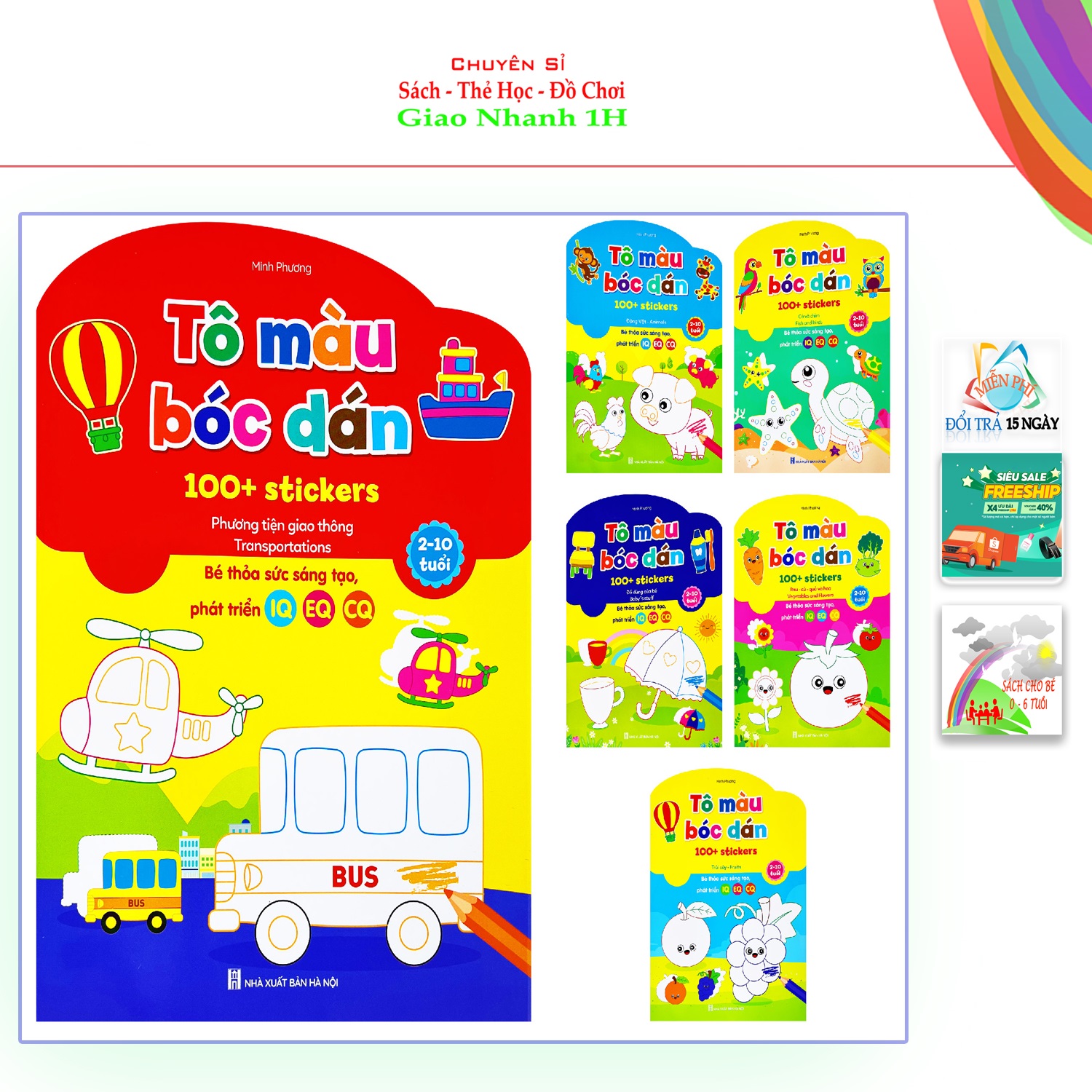 Bộ Tô Màu Bóc Dán 100+ Stickers (Song Ngữ Anh – Việt)
