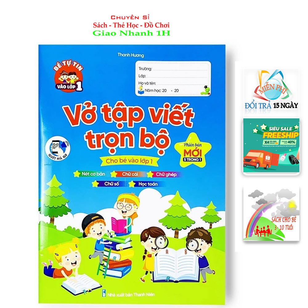 Vở Tập Viết Trọn Bộ Cho Bé Vào Lớp 1 - Phiên Bản Mới Nhất 5 Trong 1