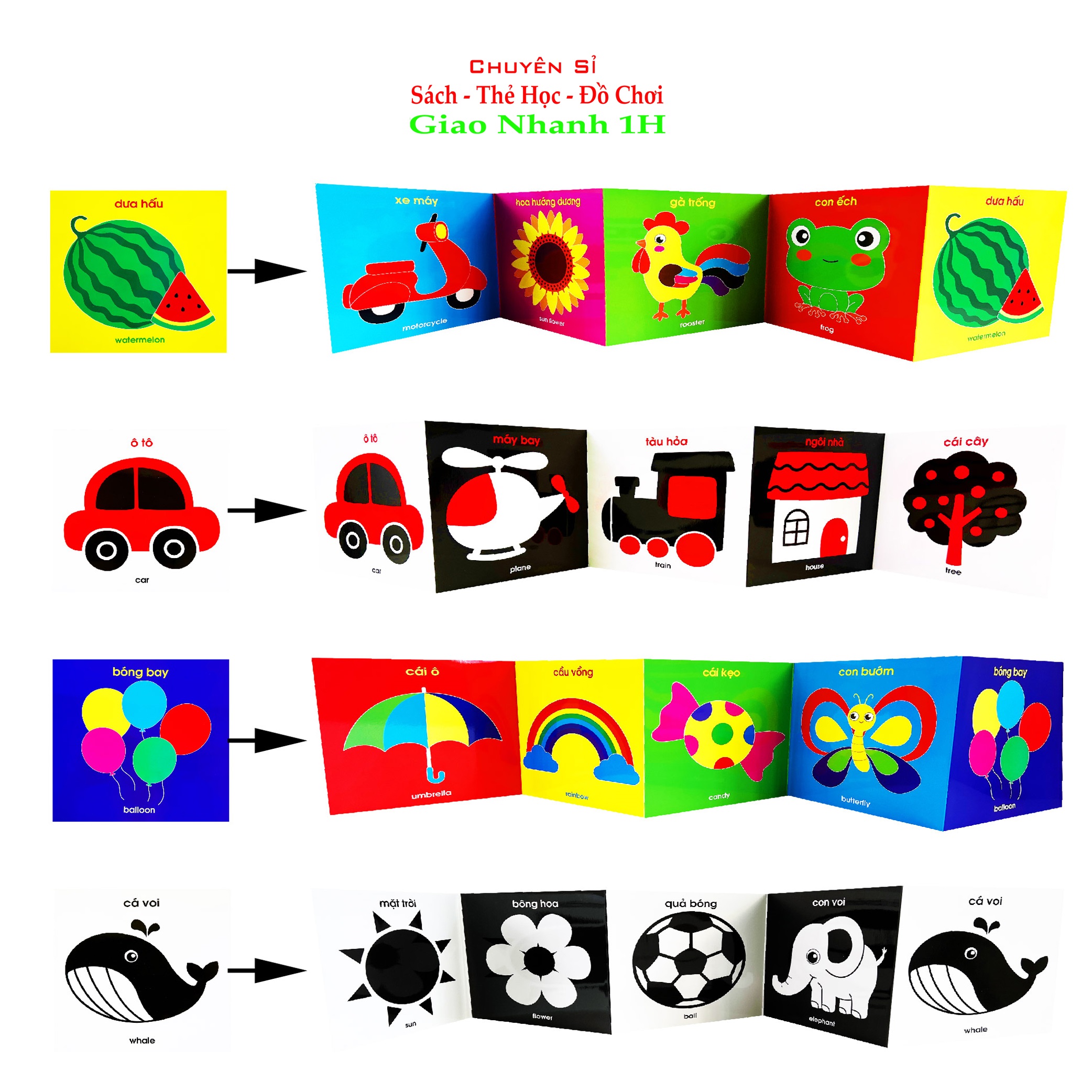 Sách - Flash Card Kích Thích Thị Giác - Zic Zắc (4 Tấm)