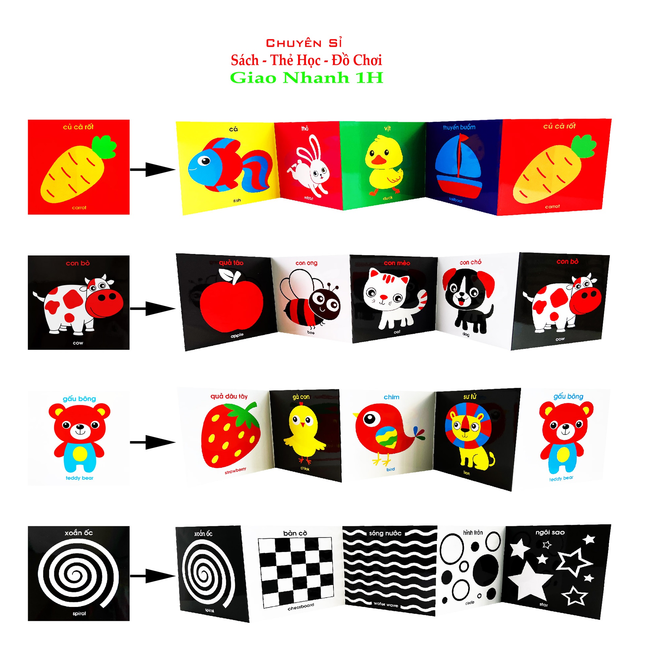 Sách - Flash Card Kích Thích Thị Giác - Zic Zắc (4 Tấm)