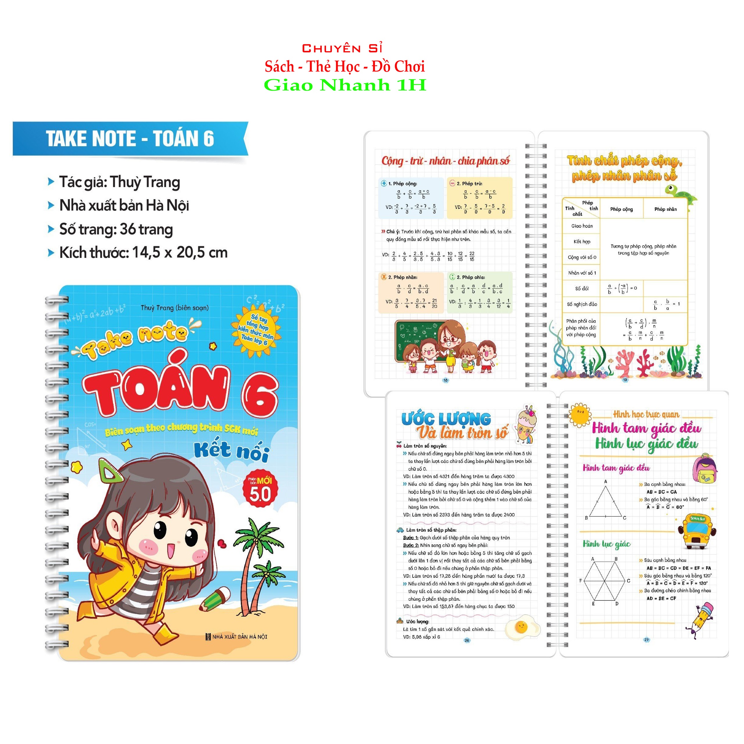 Sổ tay Takenote toán 6 Tổng hợp kiến thức theo chương trình mới nhất