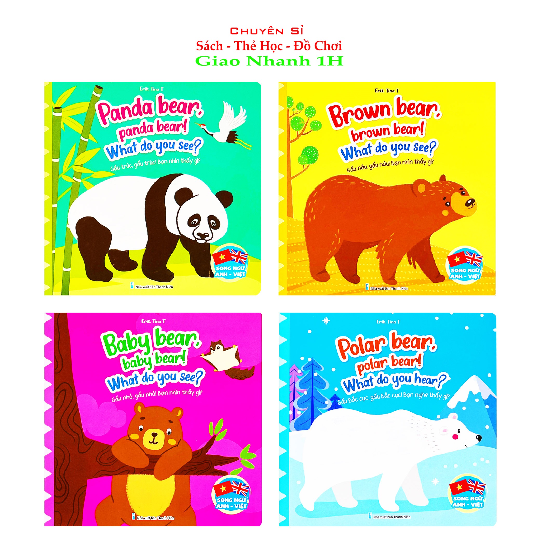 Truyện Tranh Gấu Bắc cực, Gấu nhỏ, Gấu trúc, Gấu nâu (bộ 4 Cuốn)