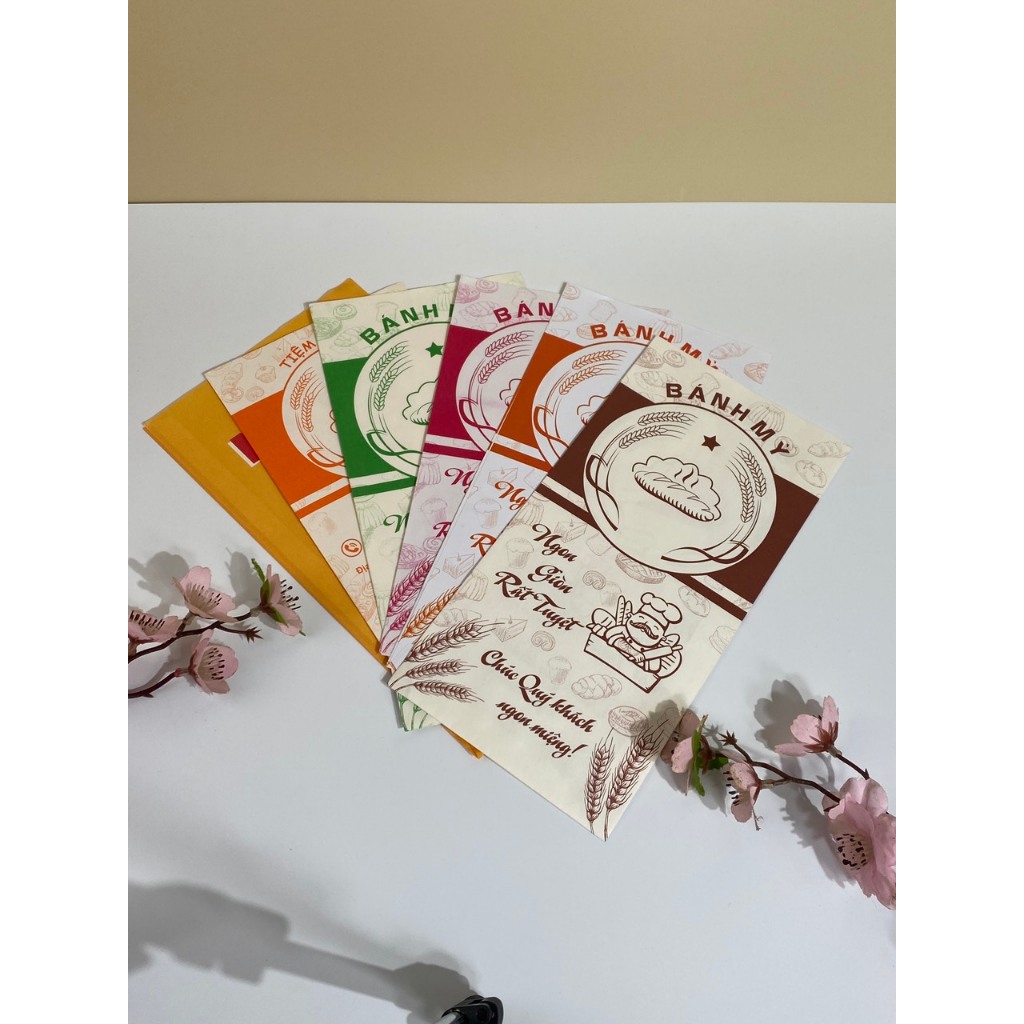 Combo 500 vỏ túi đựng bánh mì pate mix màu,size 14x25 Có sỉ lẻ thiết kế theo yêu cầu