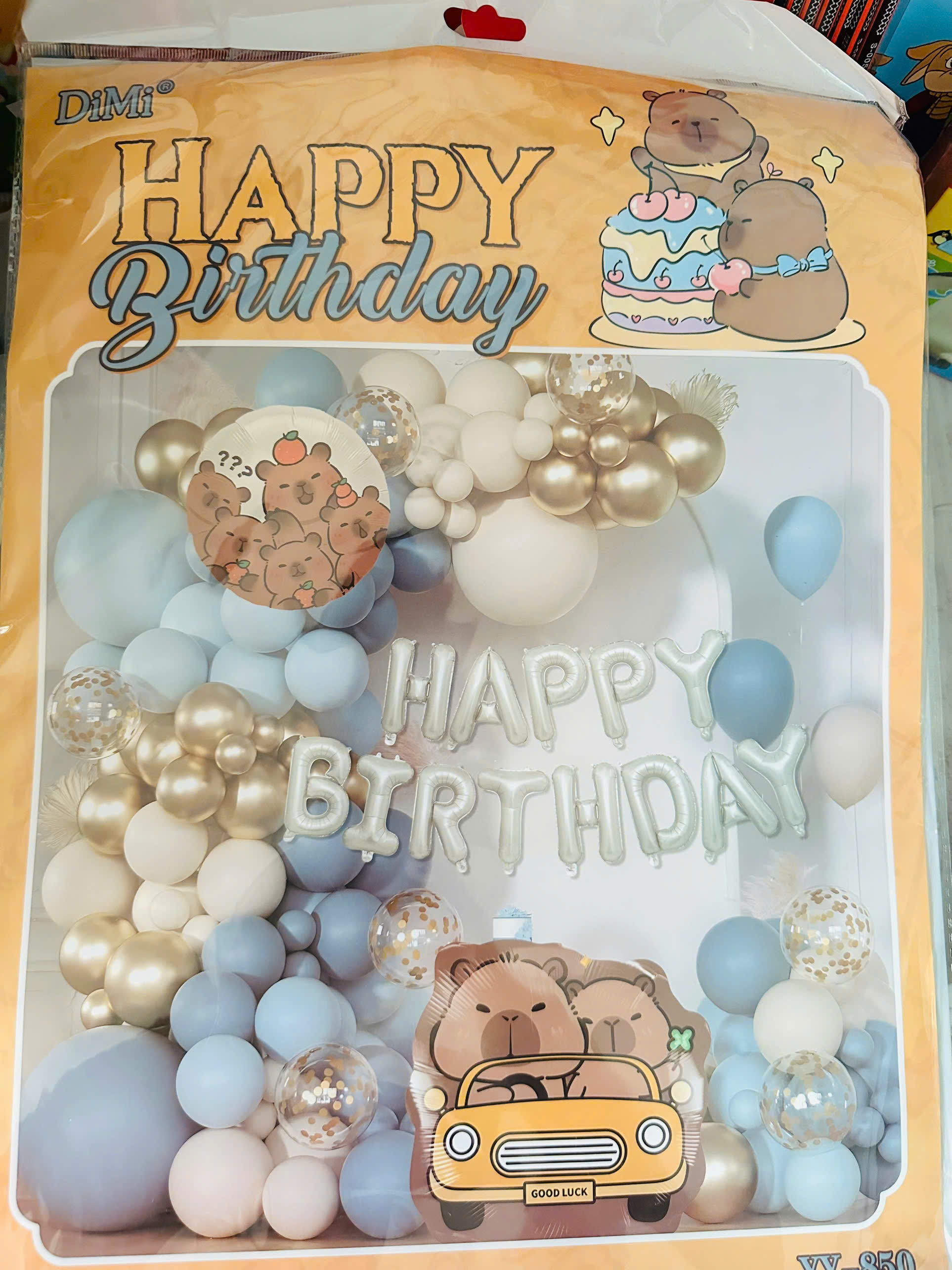 Set bóng trang trí sinh nhật chú chó cứu hộ, set bong bóng bay happy birthday