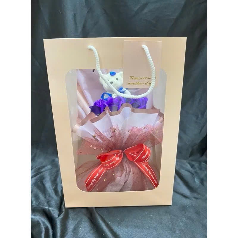 Combo 10 Túi giấy mặt kính mika đựng hoa, quà tặng mix màu