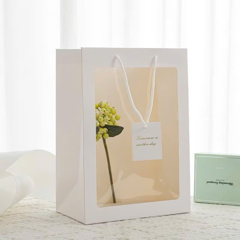 Combo 10 Túi giấy mặt kính mika đựng hoa, quà tặng mix màu