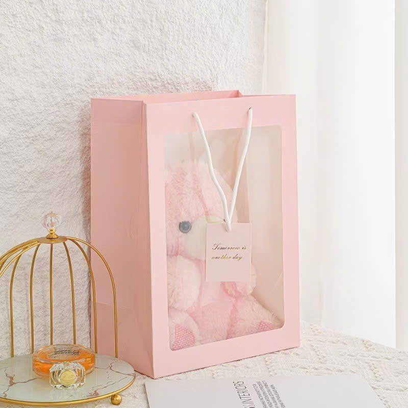 Combo 10 Túi giấy mặt kính mika đựng hoa, quà tặng mix màu